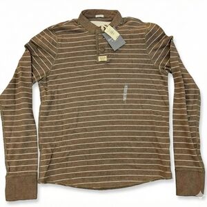 Vintage Abercrombie & Fitch Brown Striped Long Sleeve Henley NWT Muscle Fit